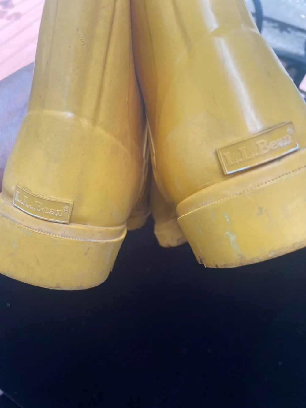 L.L.Bean yellow rubber Wellie rain boots - Sz 8